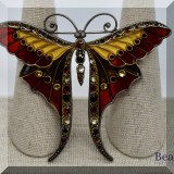 J078. Colorful enamel butterfly pin with rhinestones. - $32 
